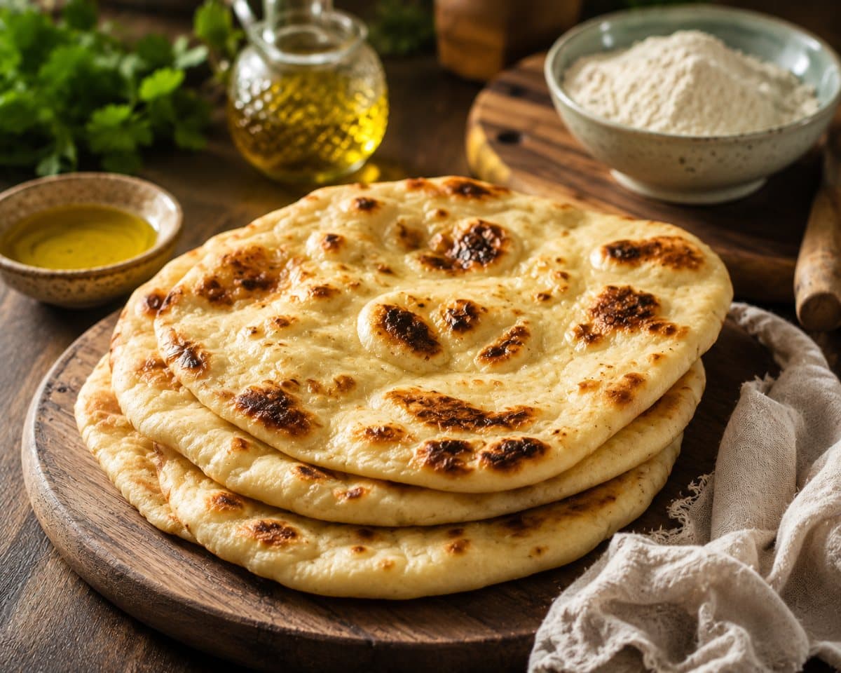 Pain naan végétalien facile à la poêle