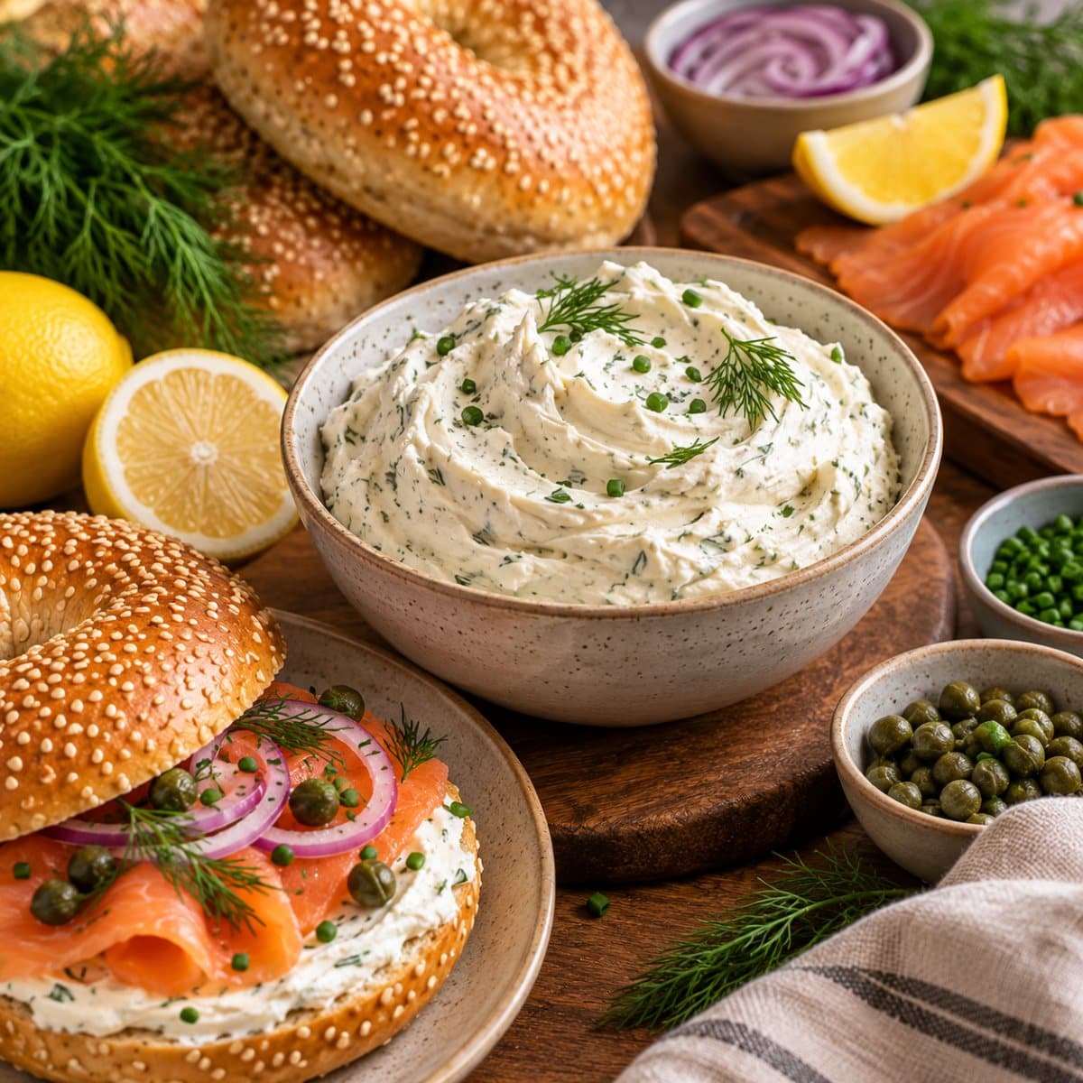 Fromage à la crème végane pour bagel au saumon fumé