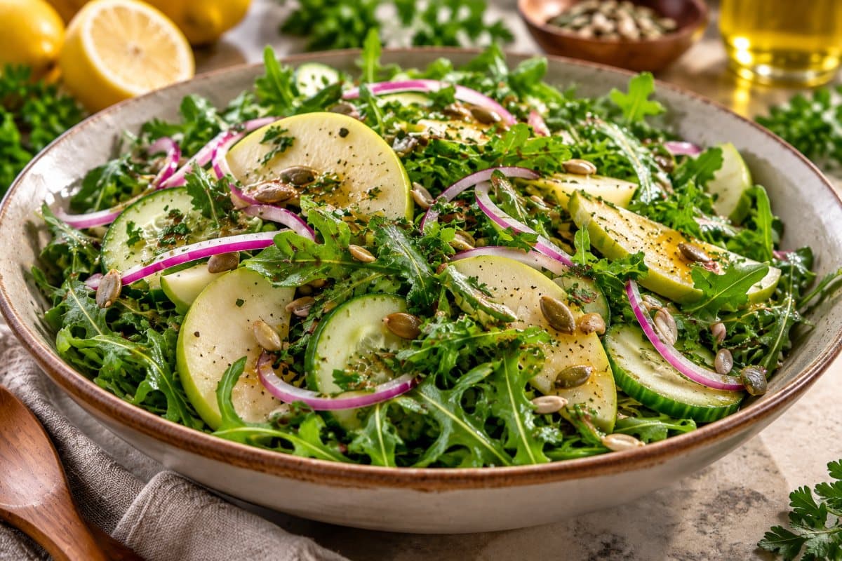 Romain salad, green apple and lemon