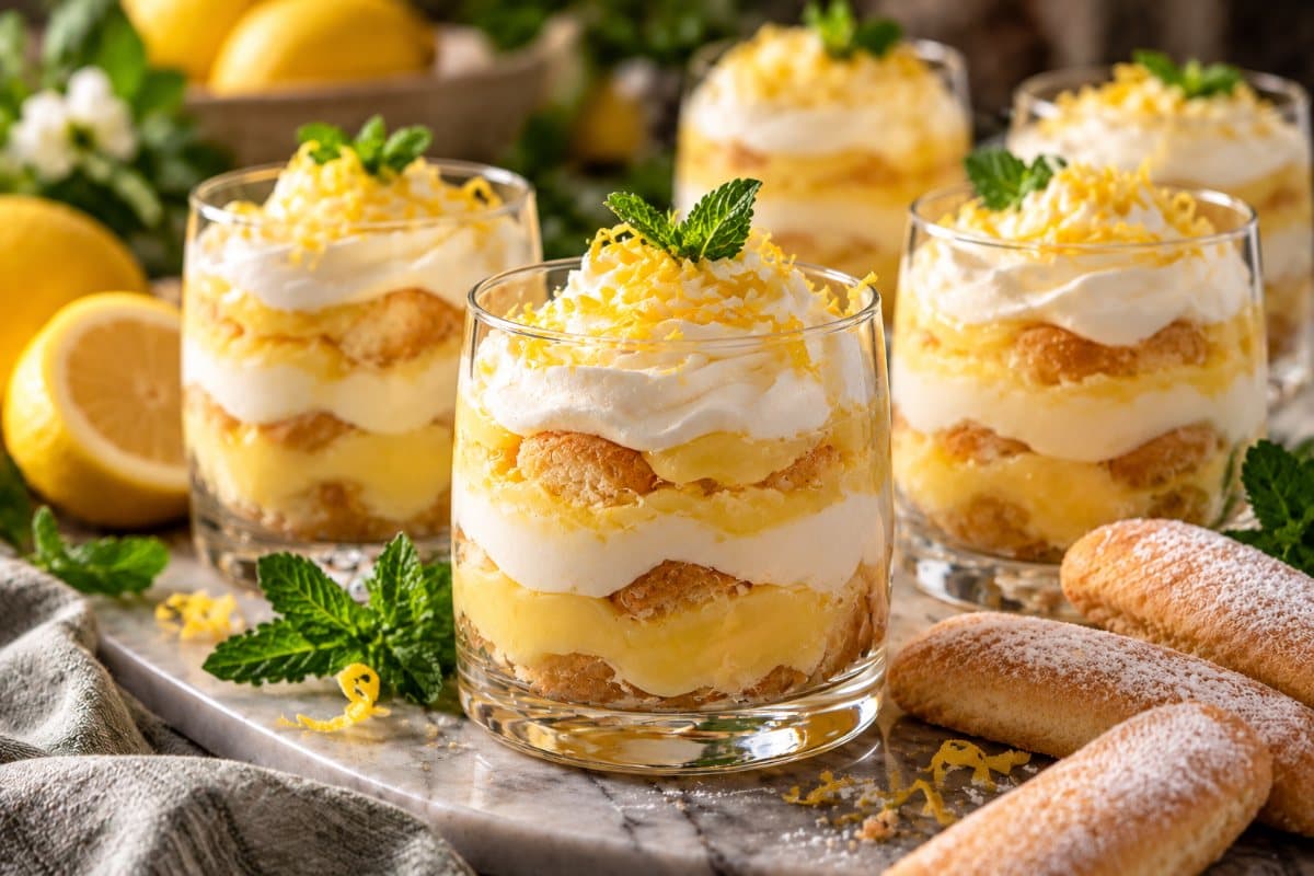 Creamy lemon tarts with homemade doigts de dame