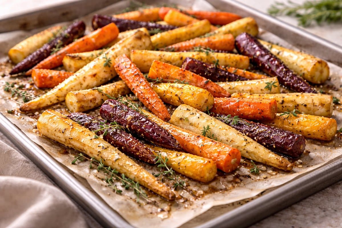 Roasted root vegetables with honey