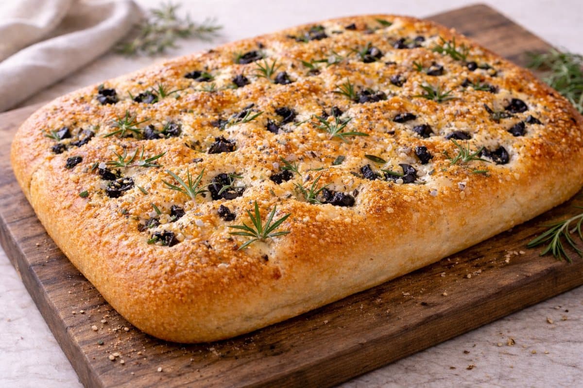 Focaccia au romarin et olives