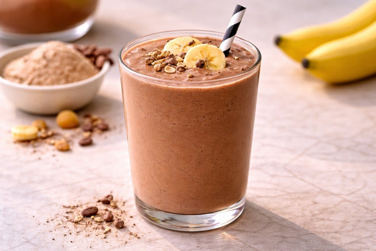Protein banana smoothie with cacao