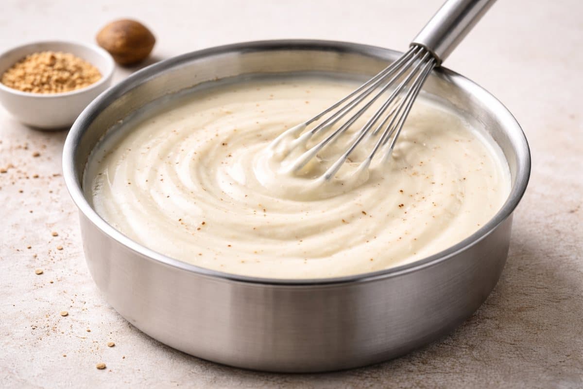 Make a white sauce by melting 2 tablespoons of butter in a medium saucepan over low heat.