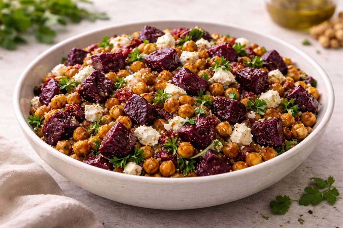 Warm bean and beet salad