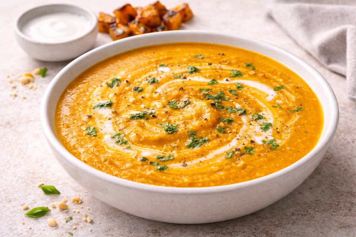 Pumpkin and coconut milk velouté