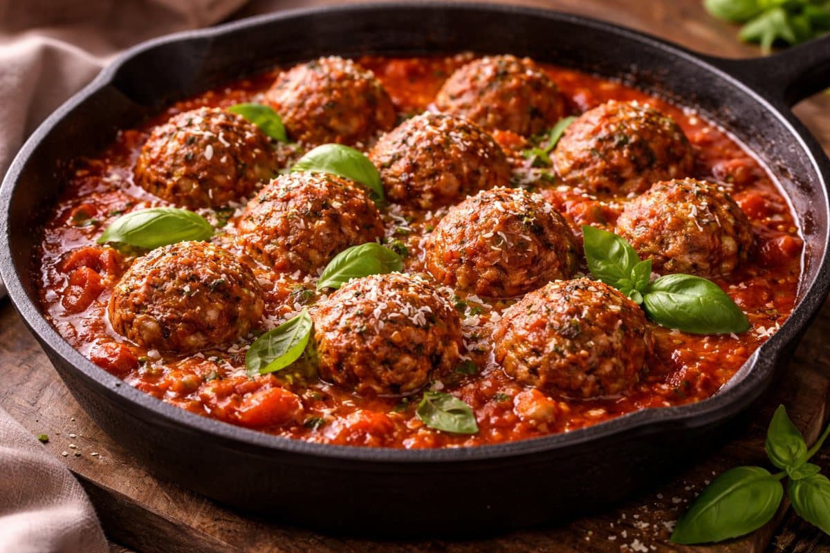 Meatballs with homemade tomato sauce