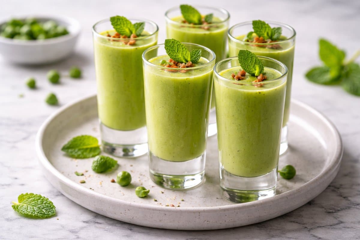 Pea Velouté served cold in shooters