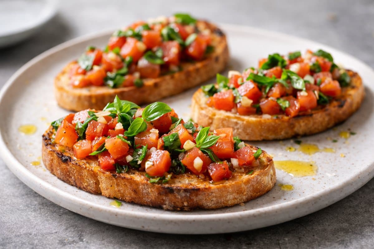 Bruschetta tomates, basilic et ail