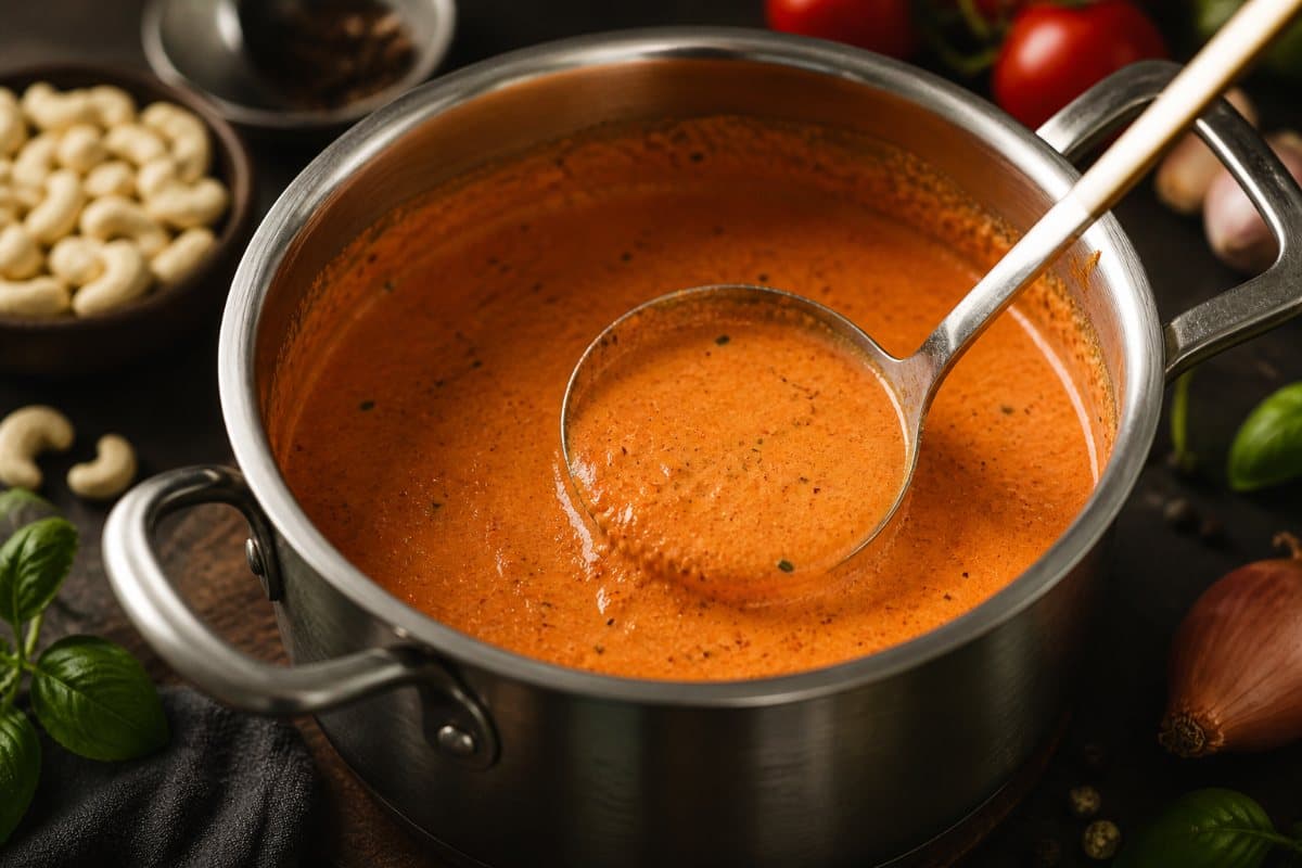 Sauce rosée végan crémeuse aux noix de cajou