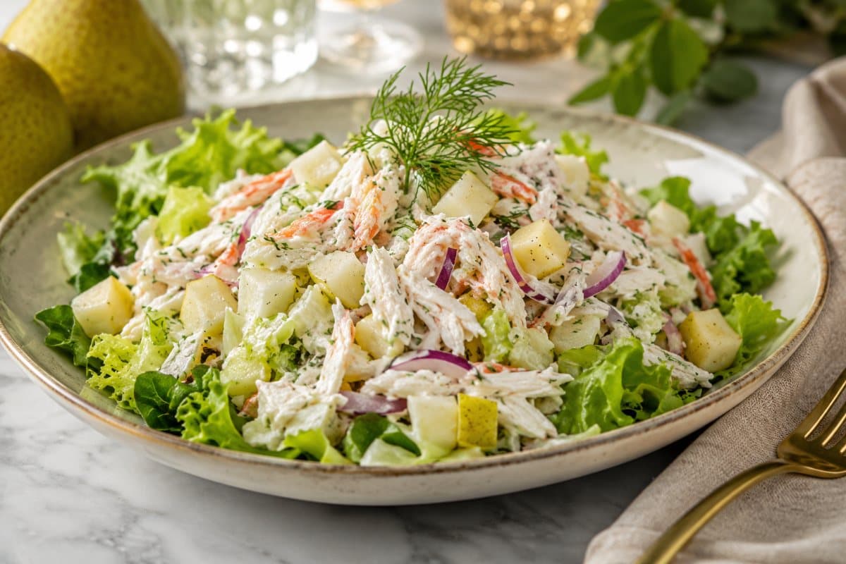 Salade de crabe et poire