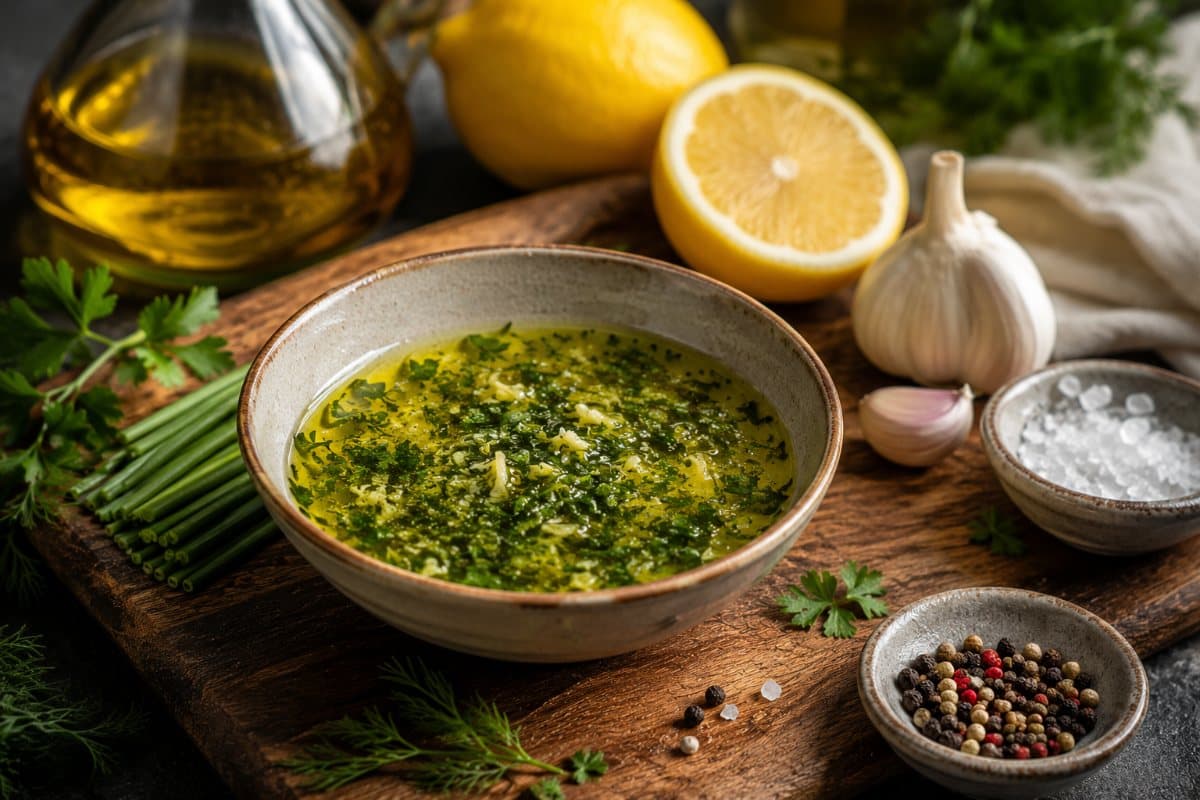 Huile citronnée aux fines herbes