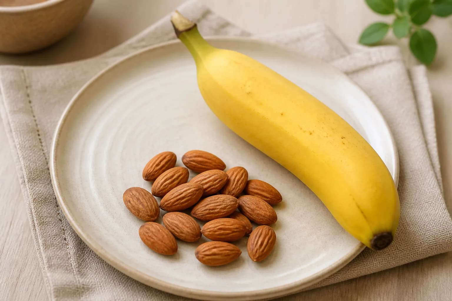 Banane et quelques amandes