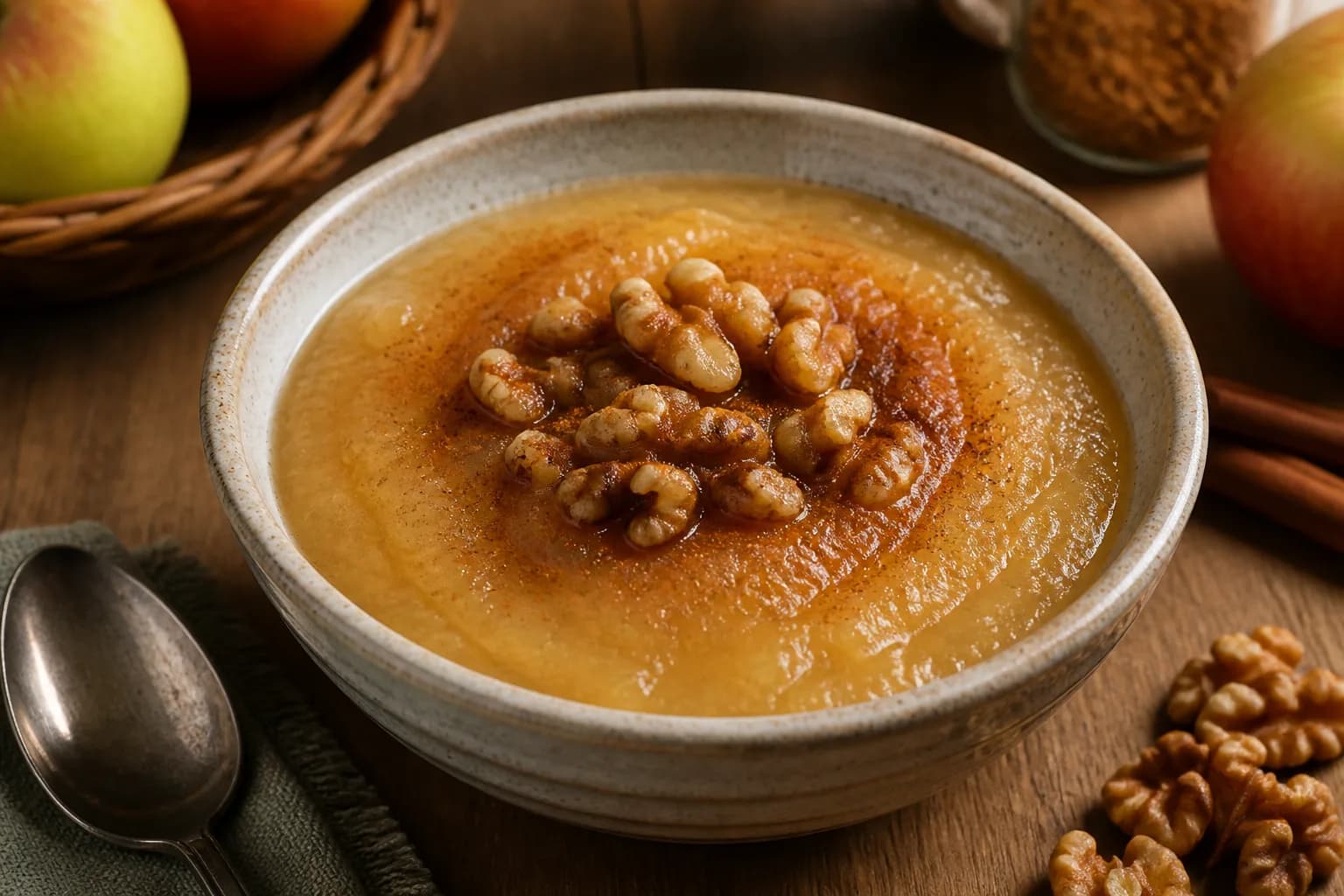 Compote de pommes sans sucre ajouté et noix