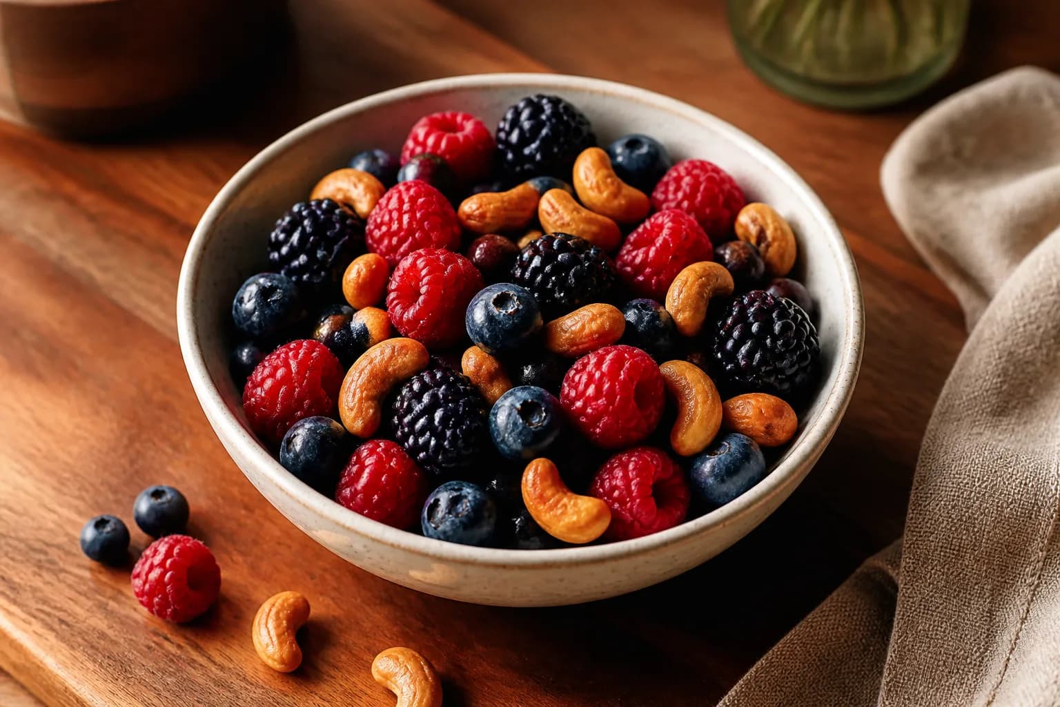 Fruits rouges et noix de cajou