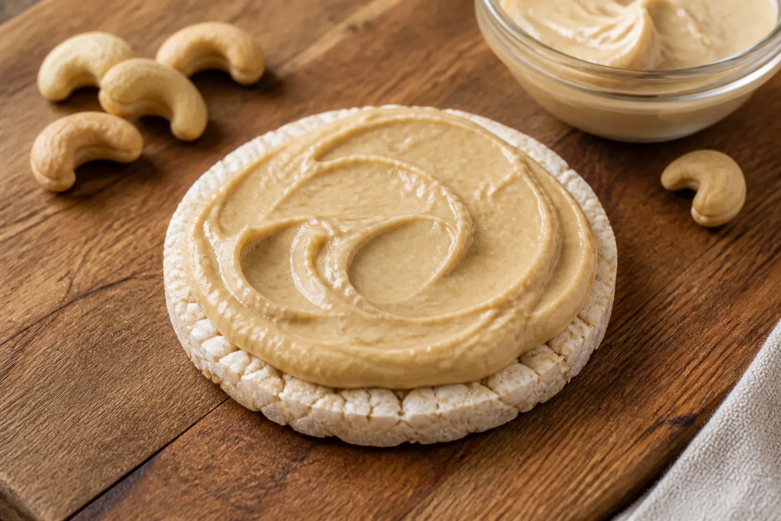 Galette de riz et purée de noix de cajou
