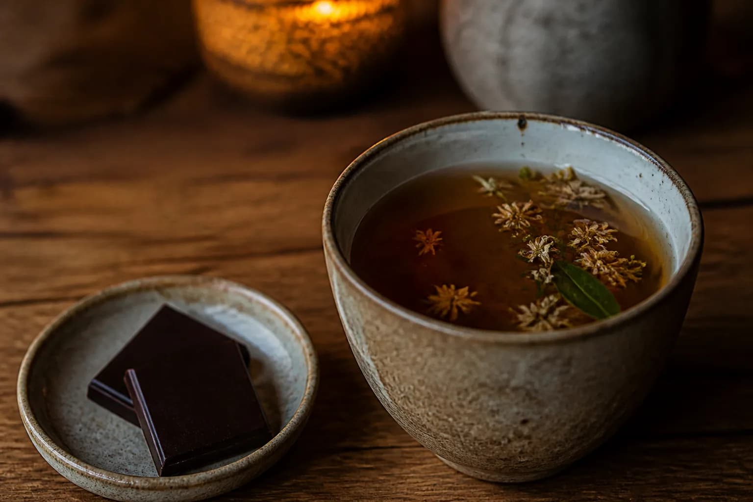 Infusion et chocolat noir 70 %