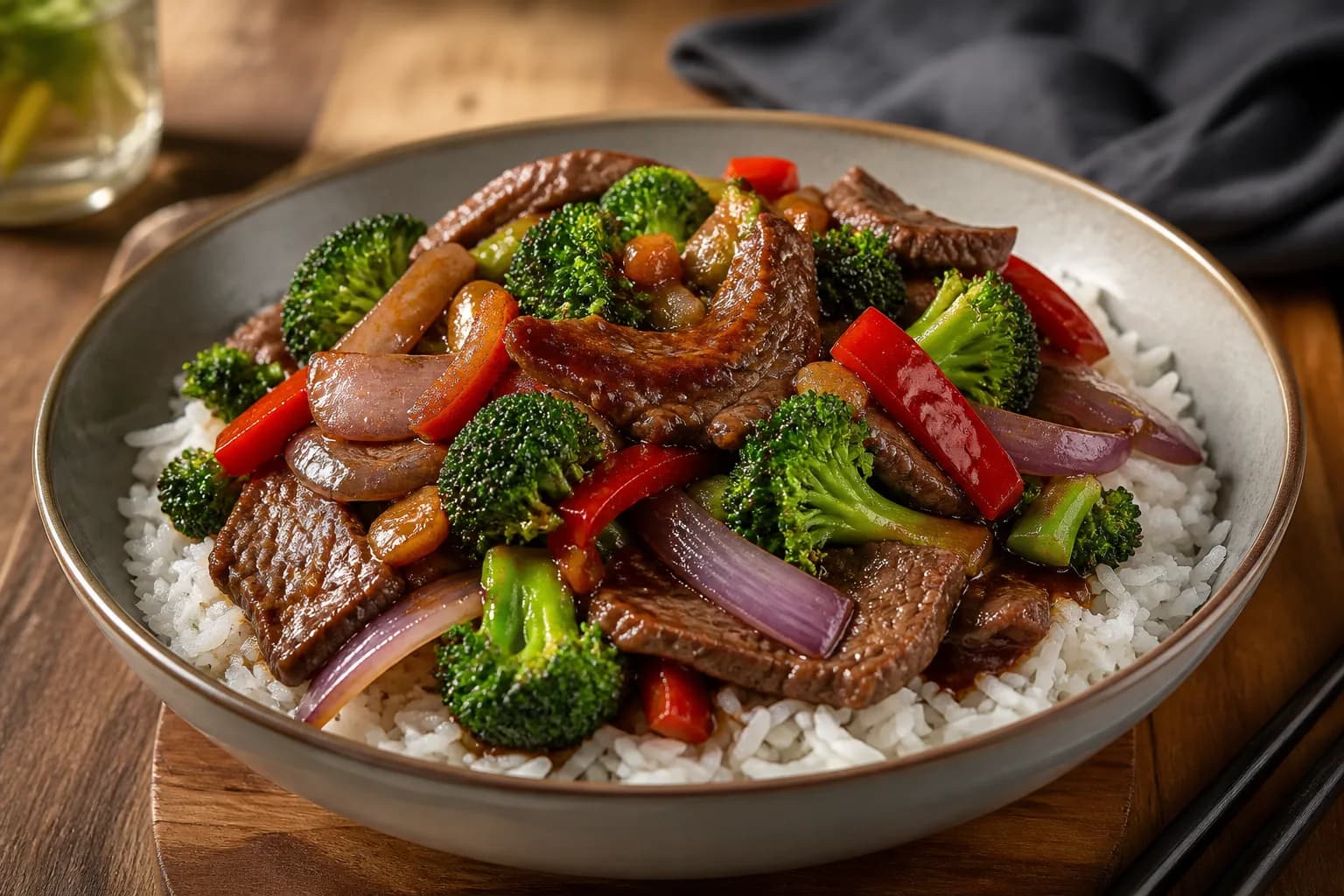 Sauté de bœuf aux brocolis et riz basmati