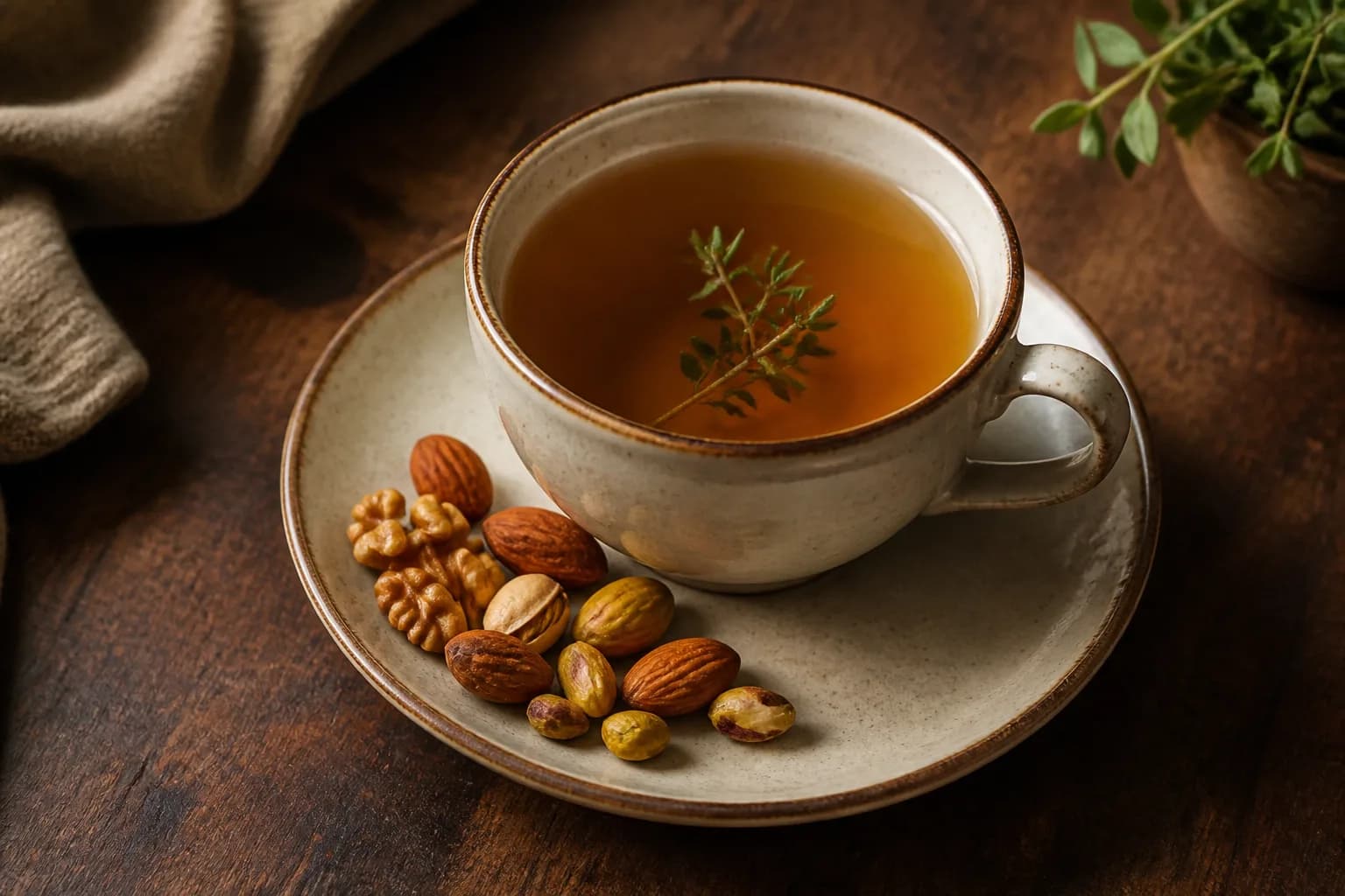Tisane et quelques noix